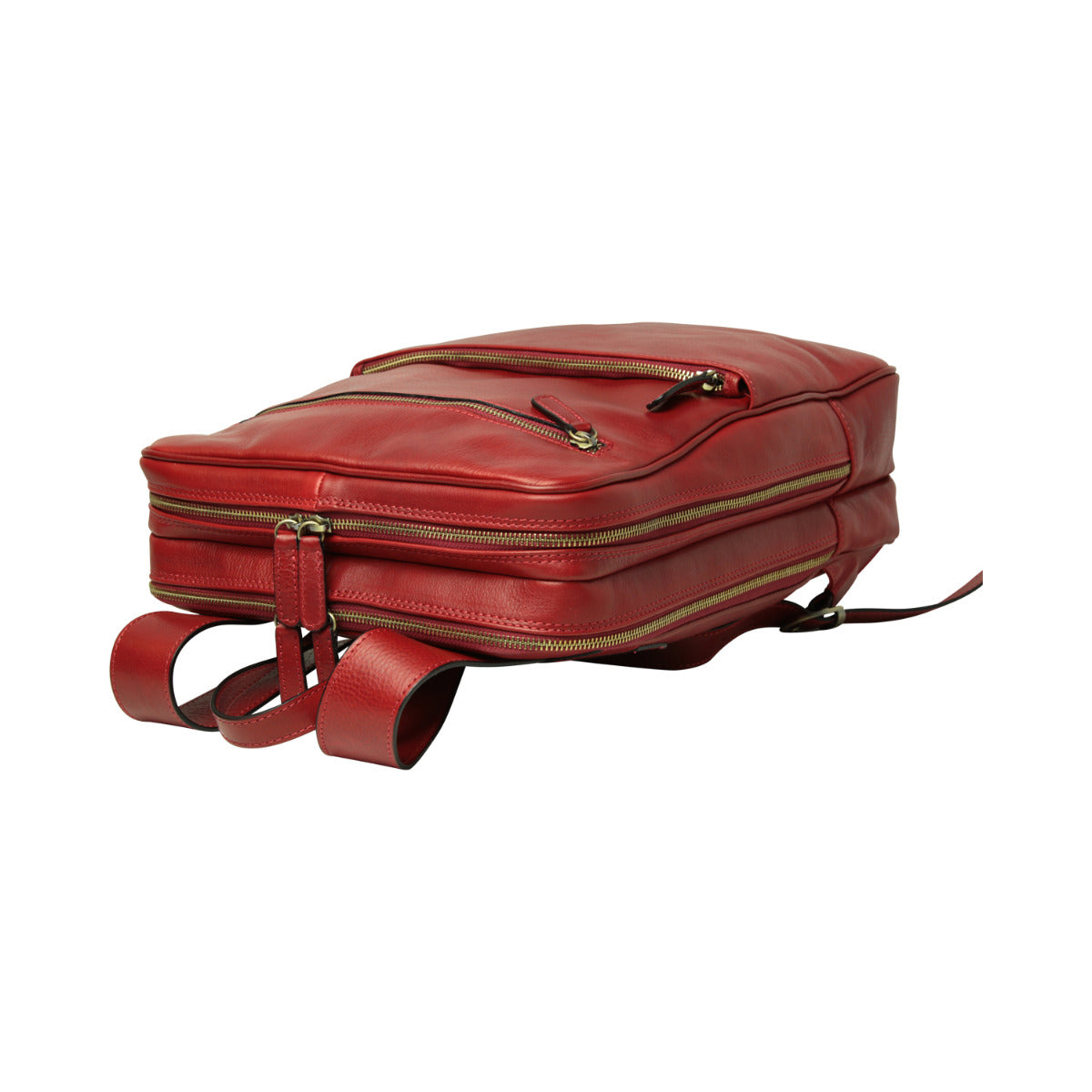 Zaino in pelle con fascia per trolley - rosso