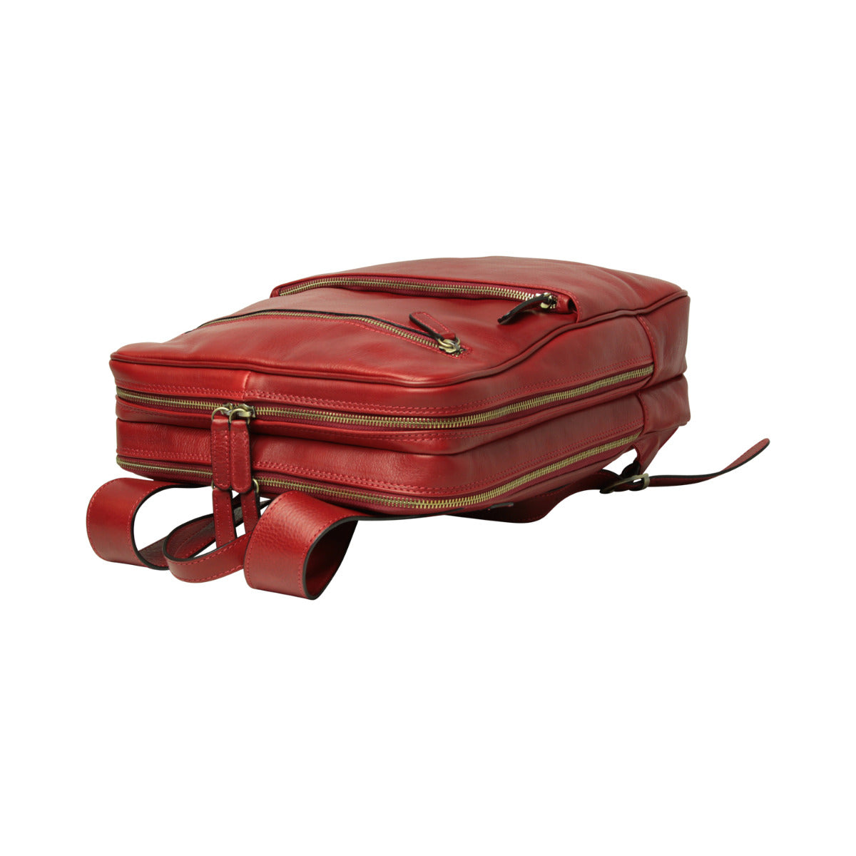 Zaino in pelle con fascia per trolley - rosso