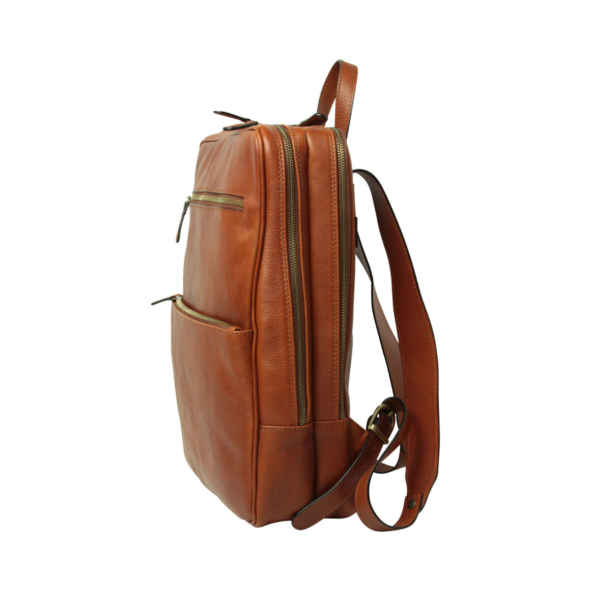 Zaino in pelle con fascia per trolley - teak