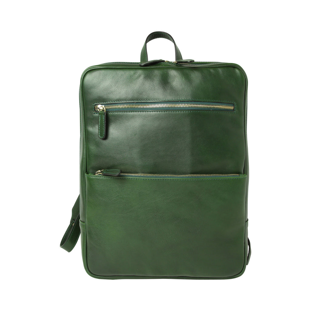 Zaino in pelle con fascia per trolley - verde