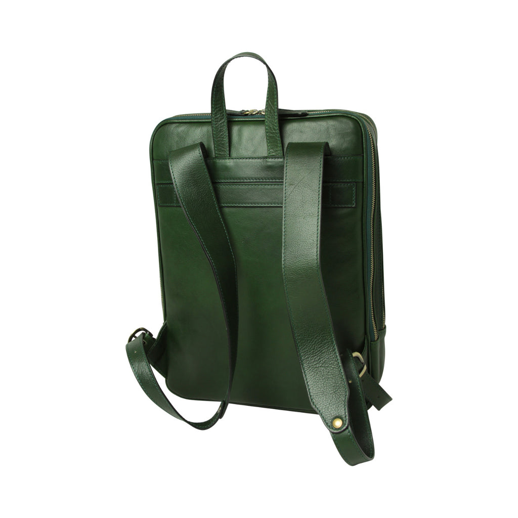 Zaino in pelle con fascia per trolley - verde