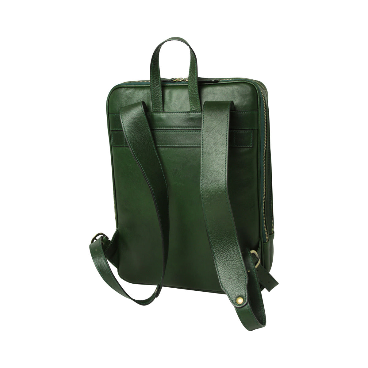 Zaino in pelle con fascia per trolley - verde
