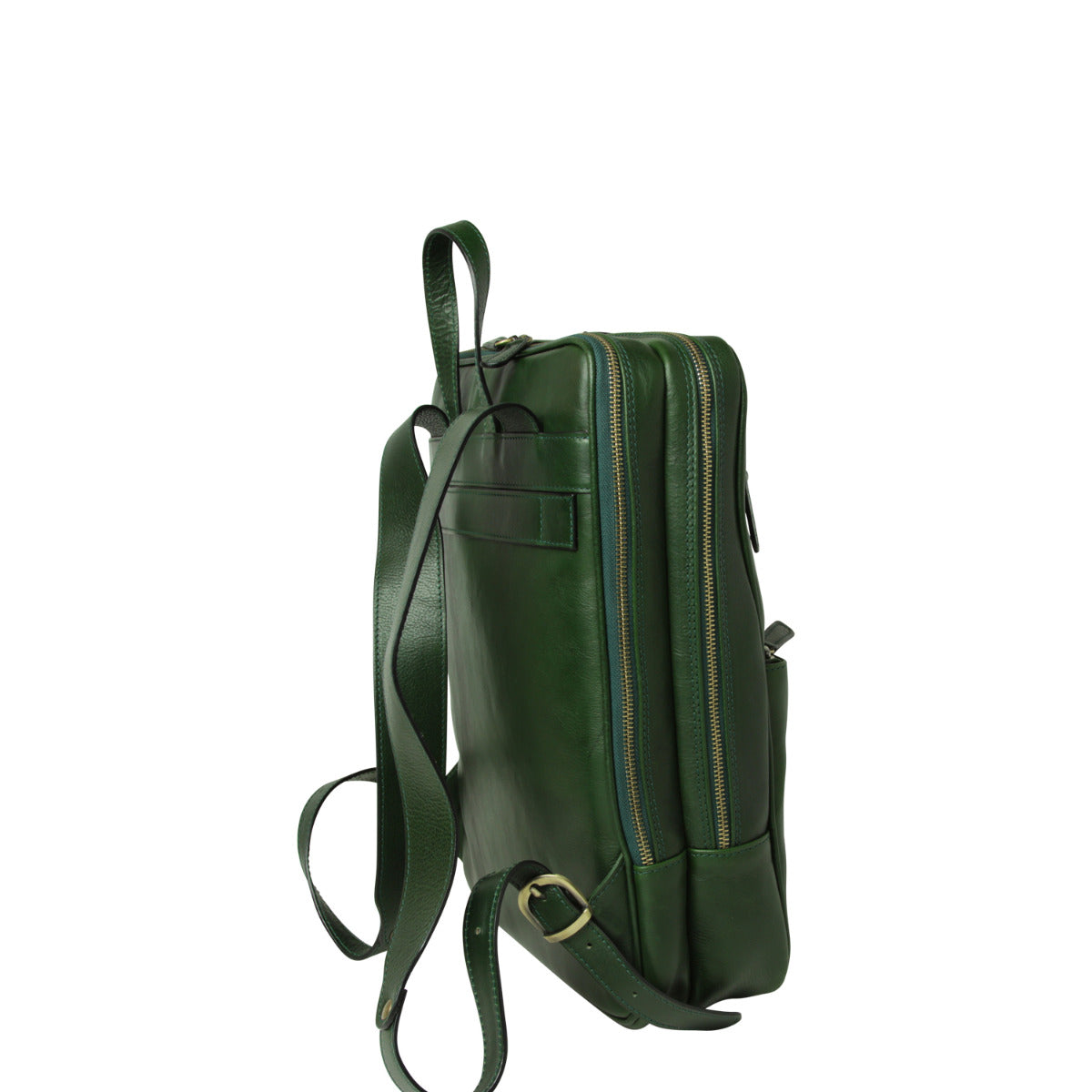 Zaino in pelle con fascia per trolley - verde