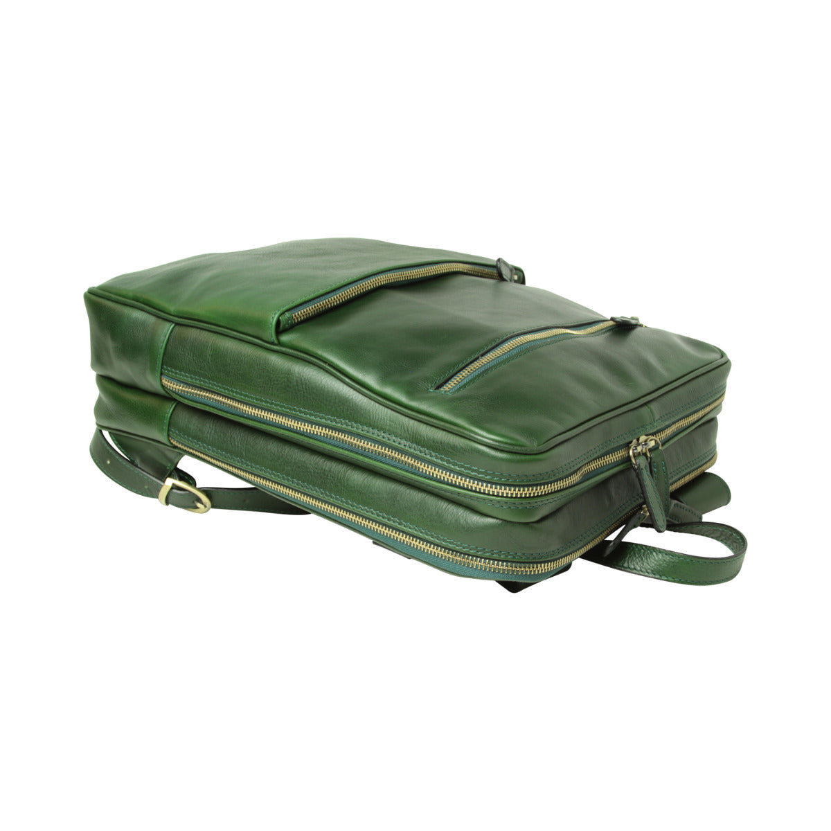 Zaino in pelle con fascia per trolley - verde