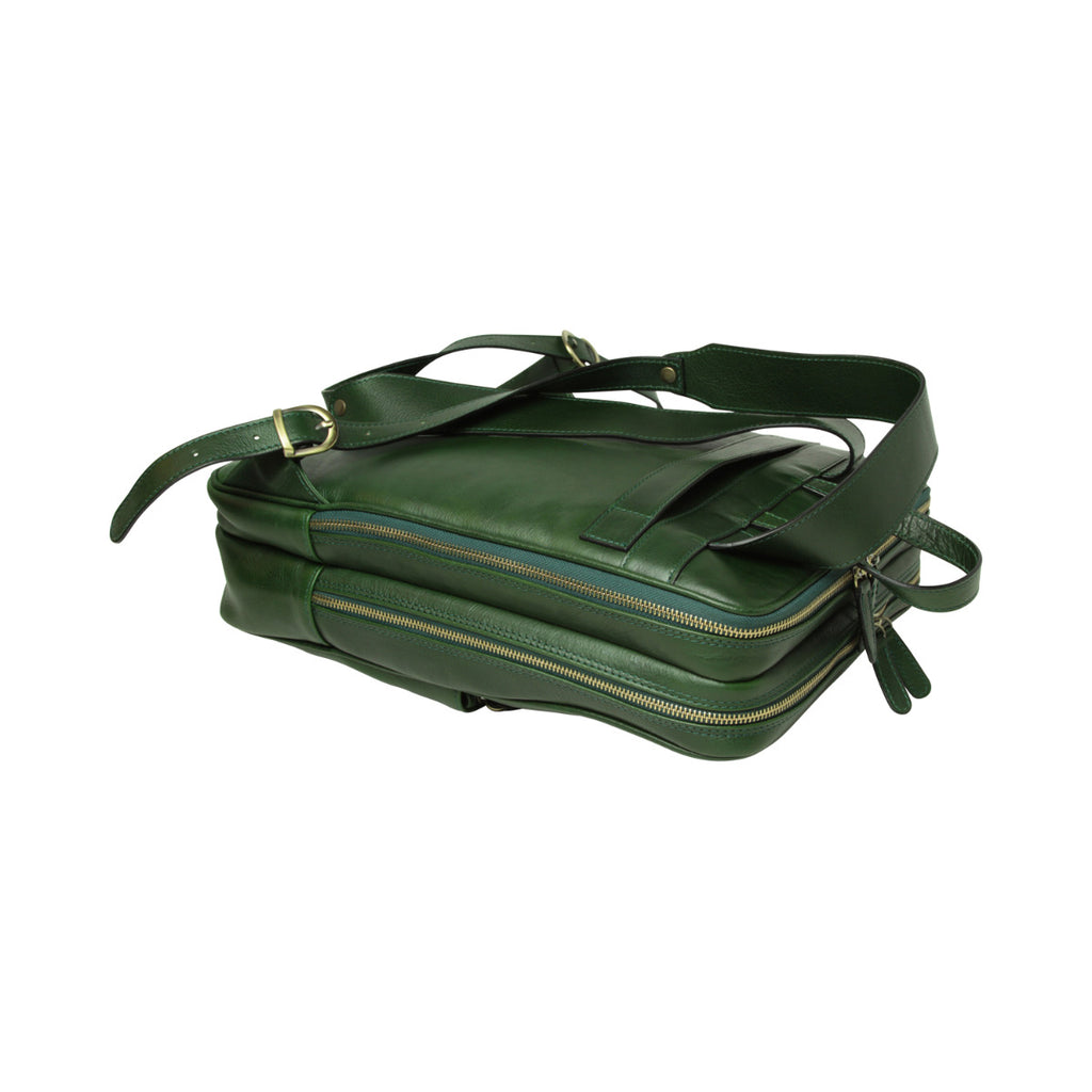 Zaino in pelle con fascia per trolley - verde