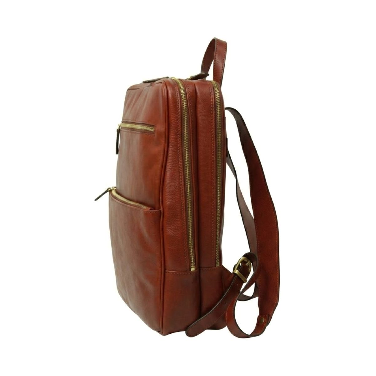 Zaino in pelle con fascia per trolley - Mogano