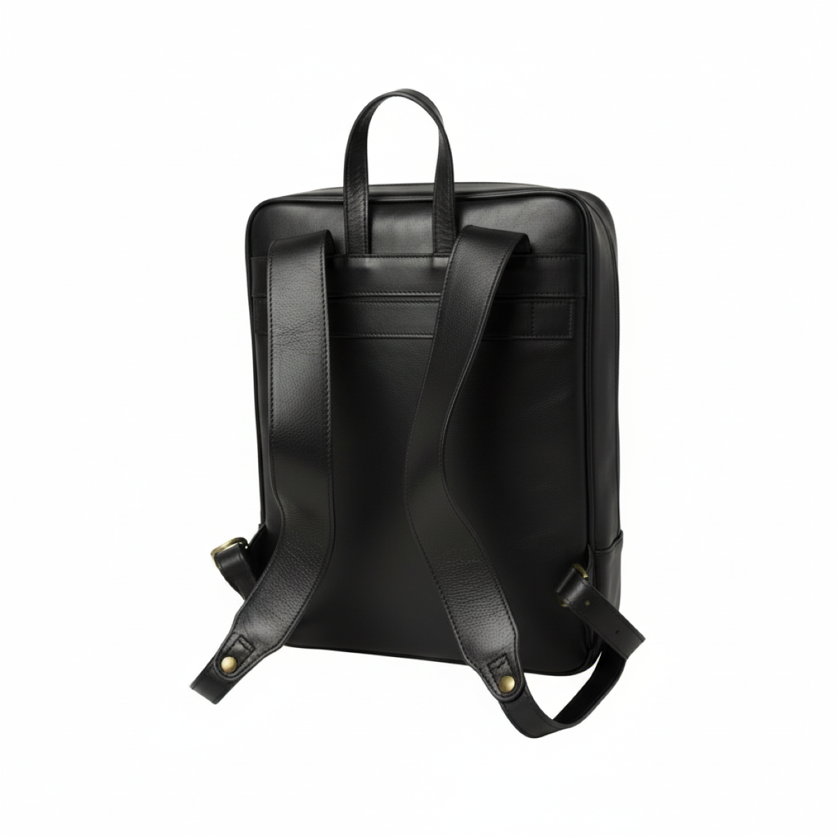 Zaino in pelle con fascia per trolley - nero
