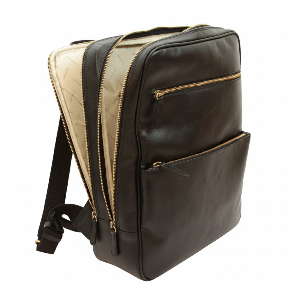 Zaino in pelle con fascia per trolley - nero