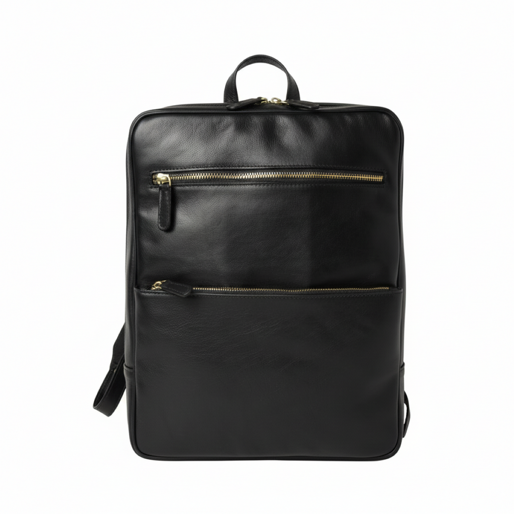 Zaino in pelle con fascia per trolley - nero