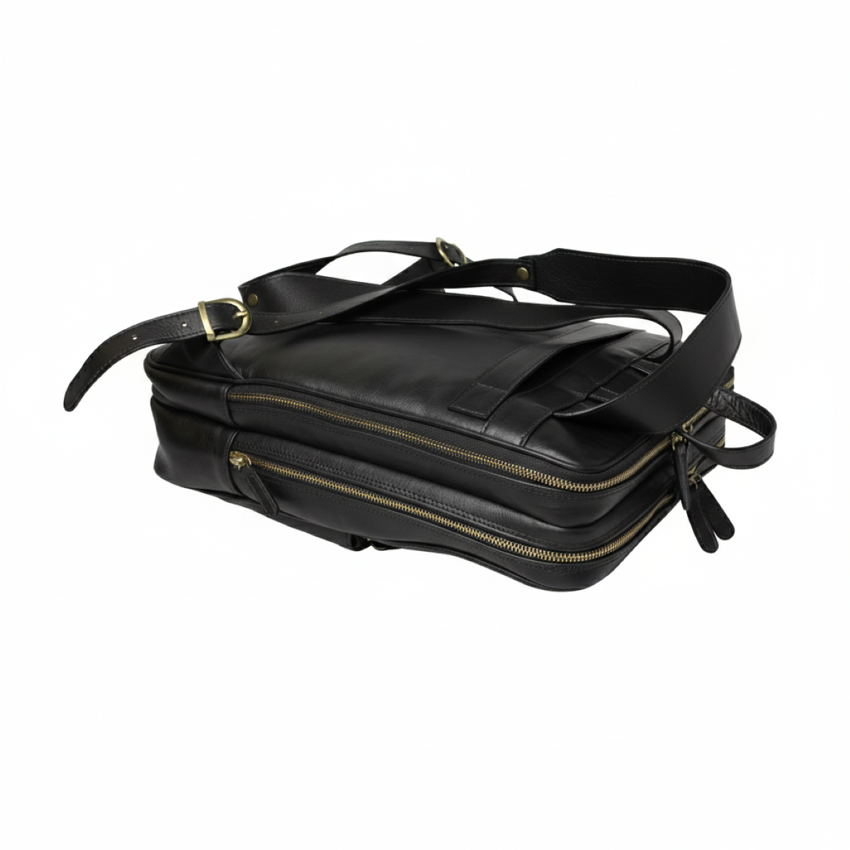 Zaino in pelle con fascia per trolley - nero