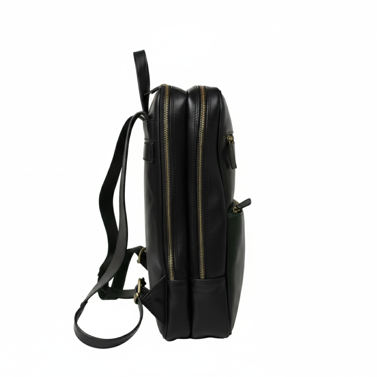 Zaino in pelle con fascia per trolley - nero