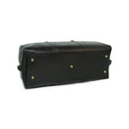 Borsone grande in pelle nera con angoli arrotondati, borchie decorative e fibbie