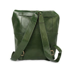 Zaino in pelle verde Old Angler con spallacci regolabili e chiusura anteriore
