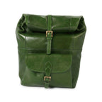 Zaino in pelle verde Old Angler con patta superiore e chiusura a fibbia