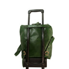 Zaino in pelle verde Old Angler con manico trolley e spallacci