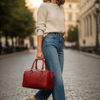 Bauletto in Pelle Rosso Due Manici - Old Angler