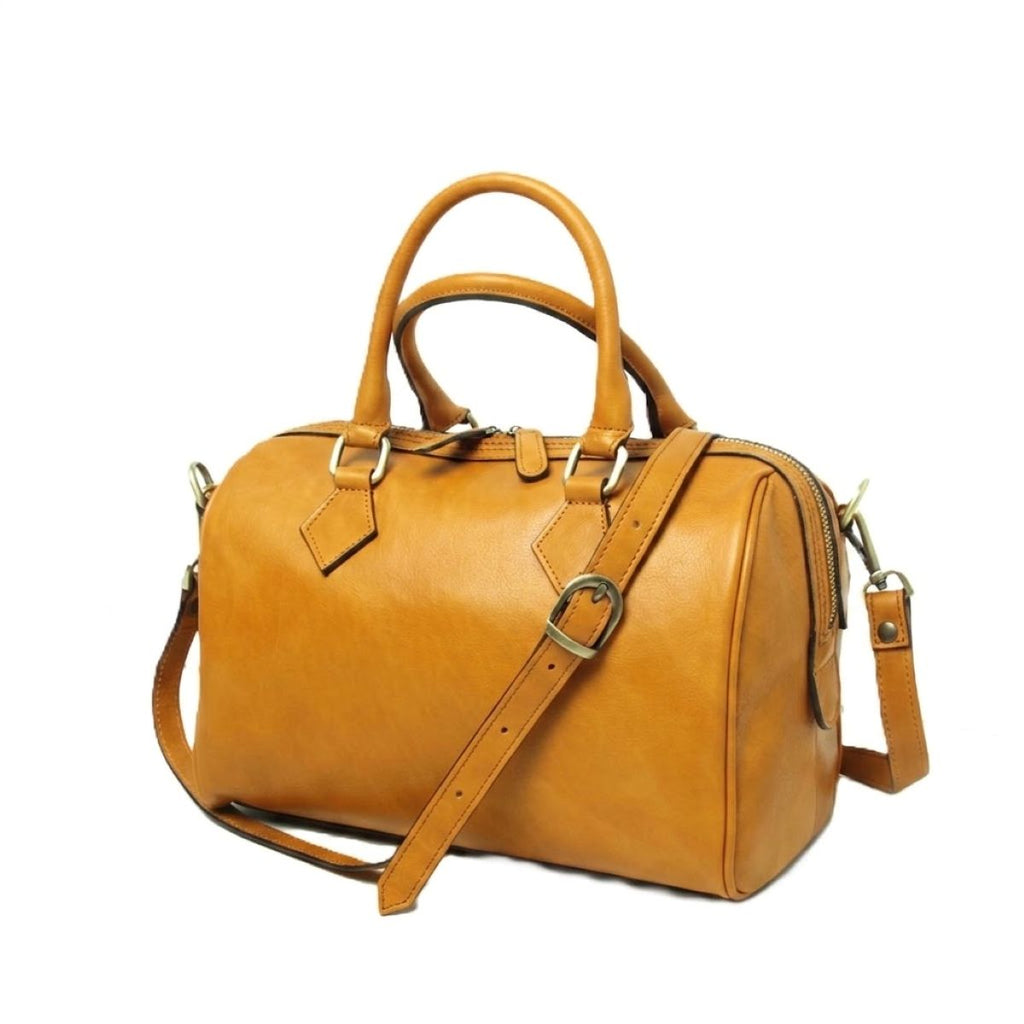 Bauletto artigianale in pelle di vitello Ocra - Made in Italy
