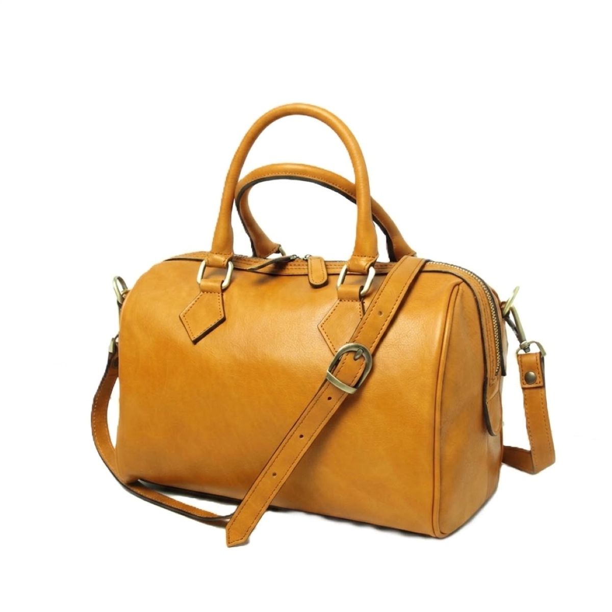 Bauletto artigianale in pelle di vitello Ocra - Made in Italy