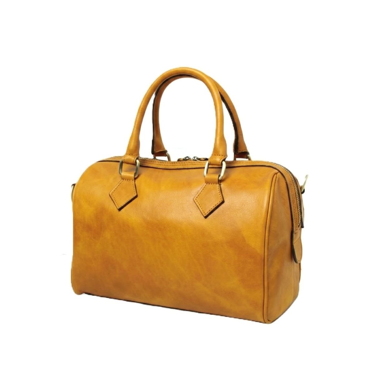 Bauletto artigianale in pelle di vitello Ocra - Made in Italy