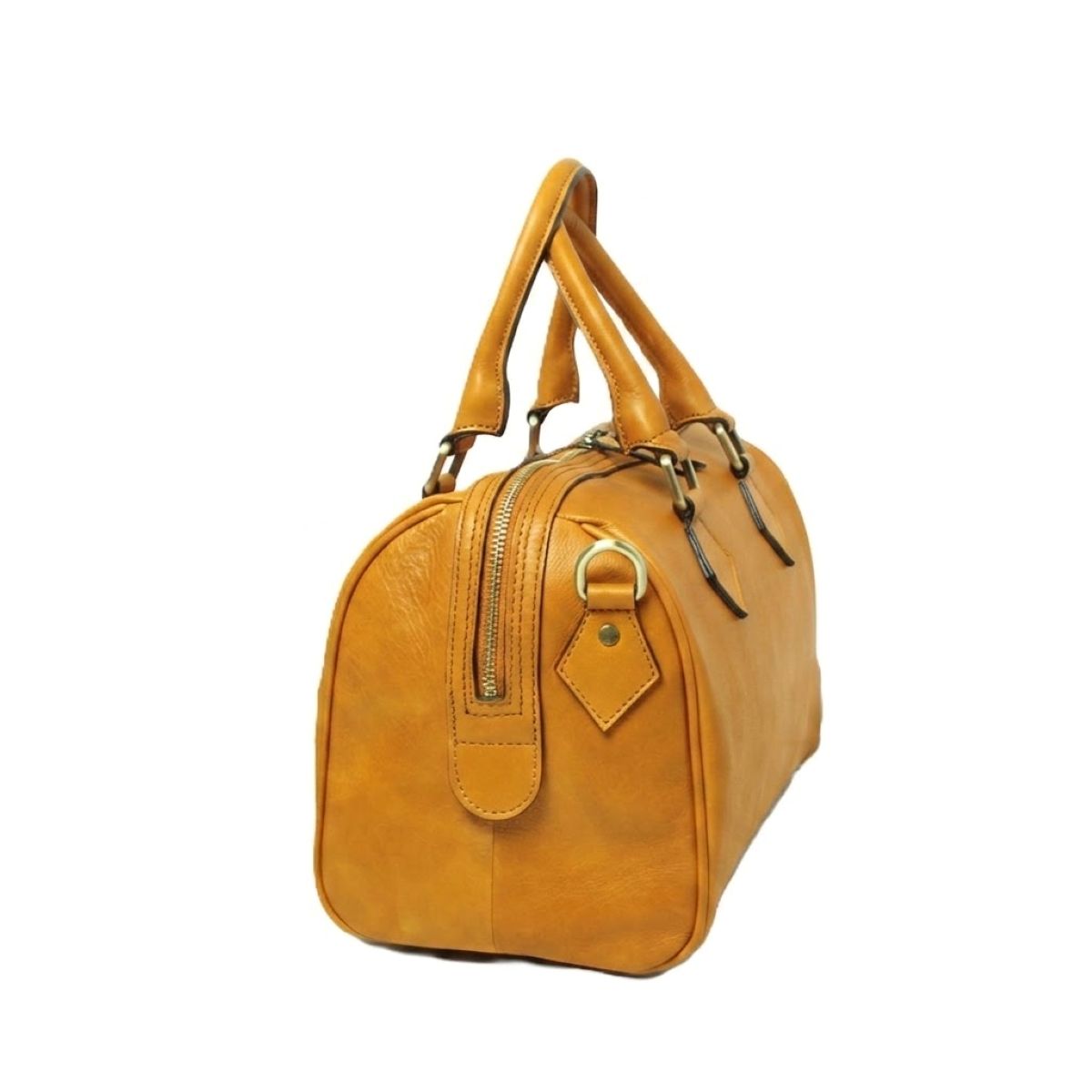 Bauletto artigianale in pelle di vitello Ocra - Made in Italy