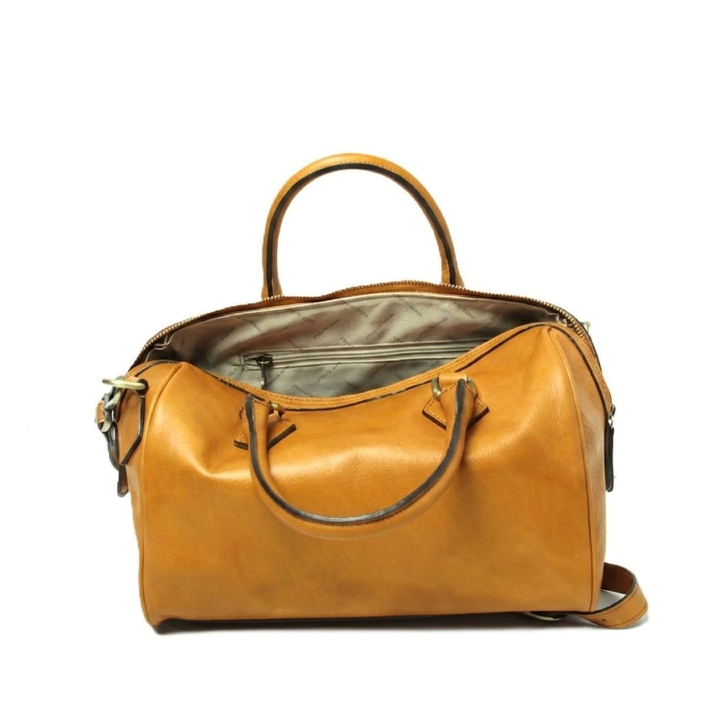 Bauletto artigianale in pelle di vitello Ocra - Made in Italy