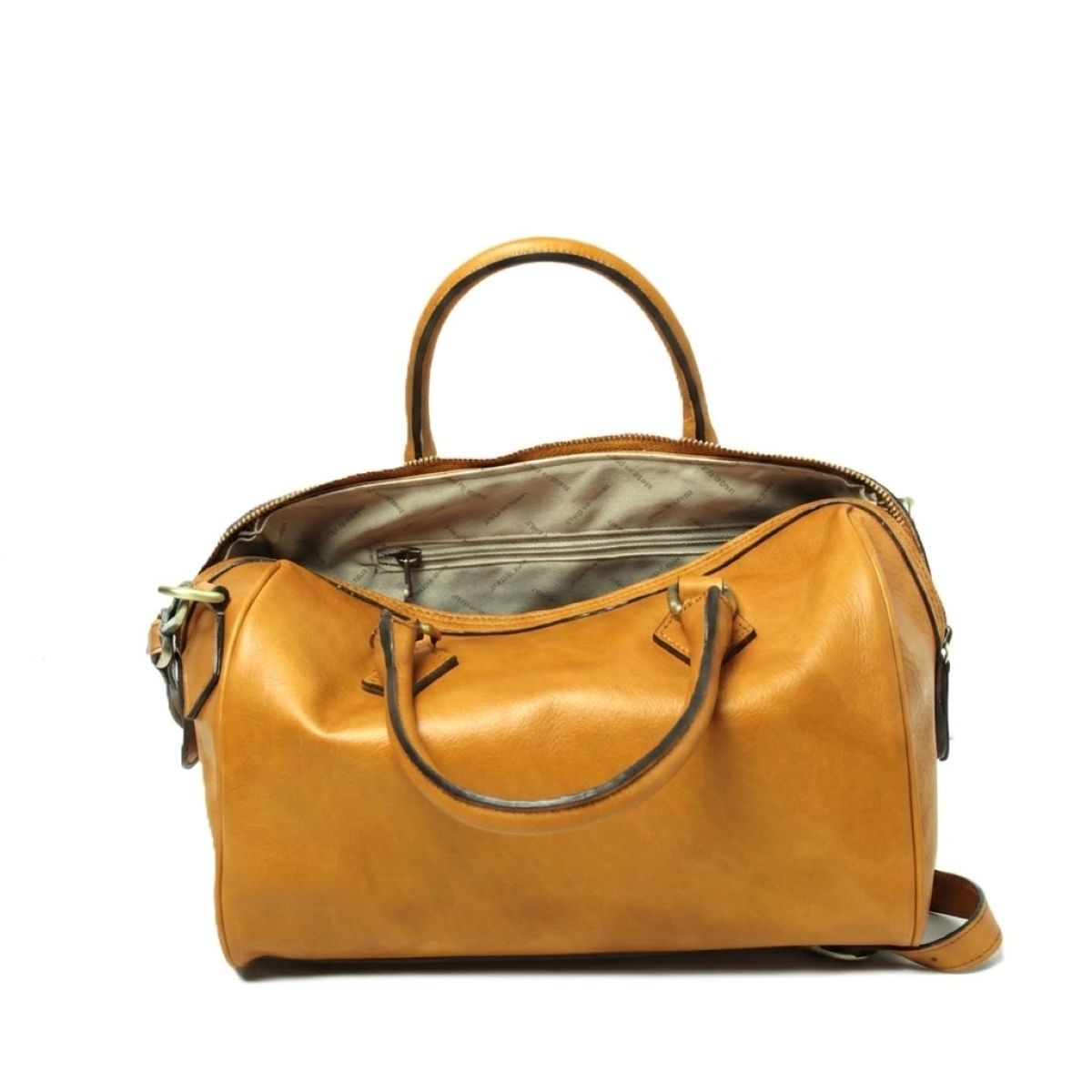 Bauletto artigianale in pelle di vitello Ocra - Made in Italy
