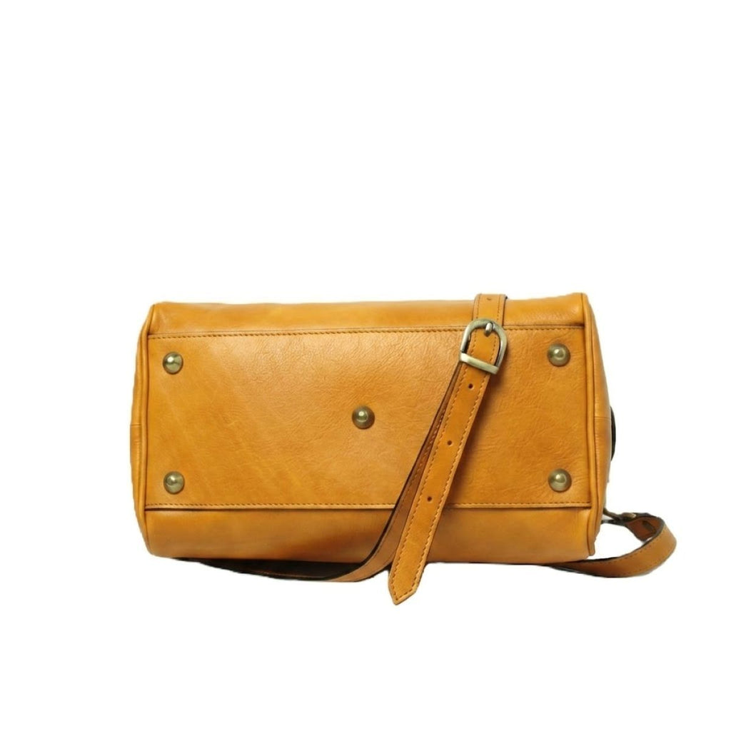 Bauletto artigianale in pelle di vitello Ocra - Made in Italy