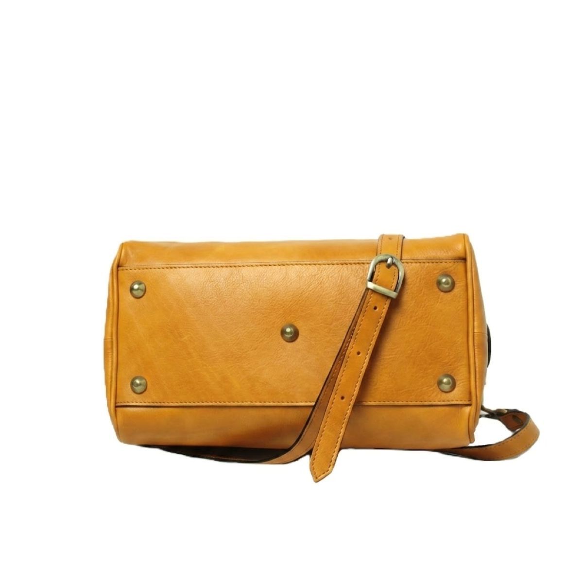 Bauletto artigianale in pelle di vitello Ocra - Made in Italy