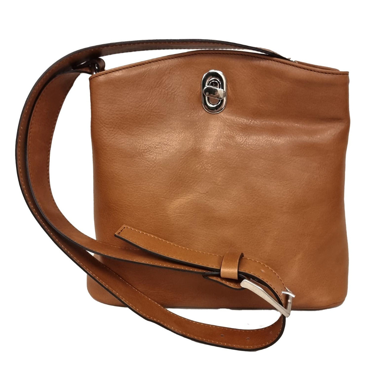 Borsa a secchiello artigianale in pelle Teak - Made in Italy