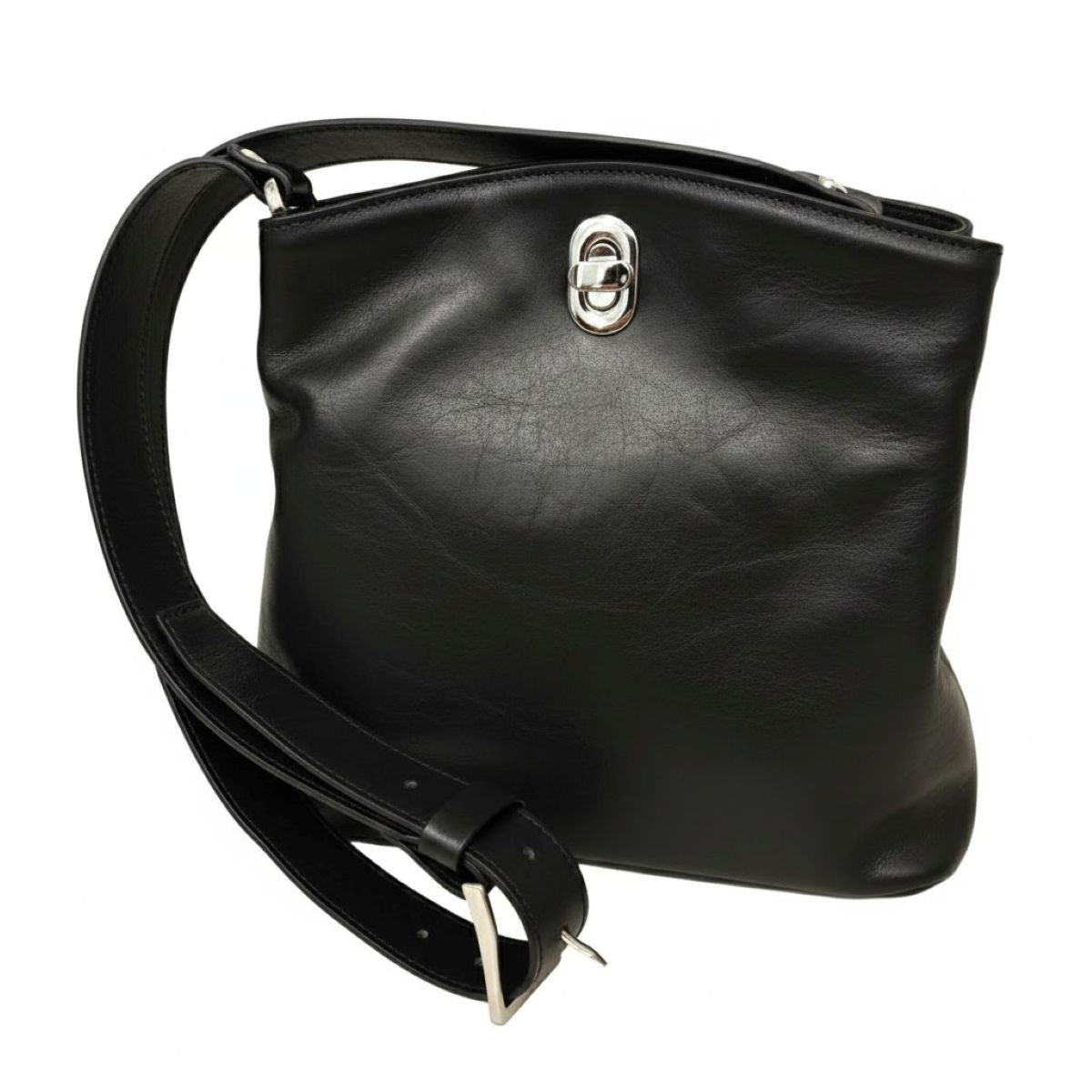 Borsa a secchiello in pelle - Nero