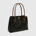 Borsa a Due Manici Bicolore in Pelle Nera - Old Angler