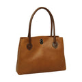 Borsa tote in pelle cuoio con due manici e chiusura centrale