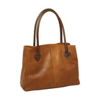Borsa tote in pelle cuoio con due manici e applicazioni a cuore