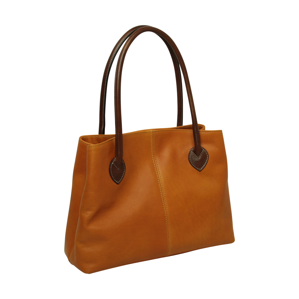 BORSA DA DONNA A DUE MANICI BICOLORE IN PELLE PIENO FIORE-GIALLO OCRA
