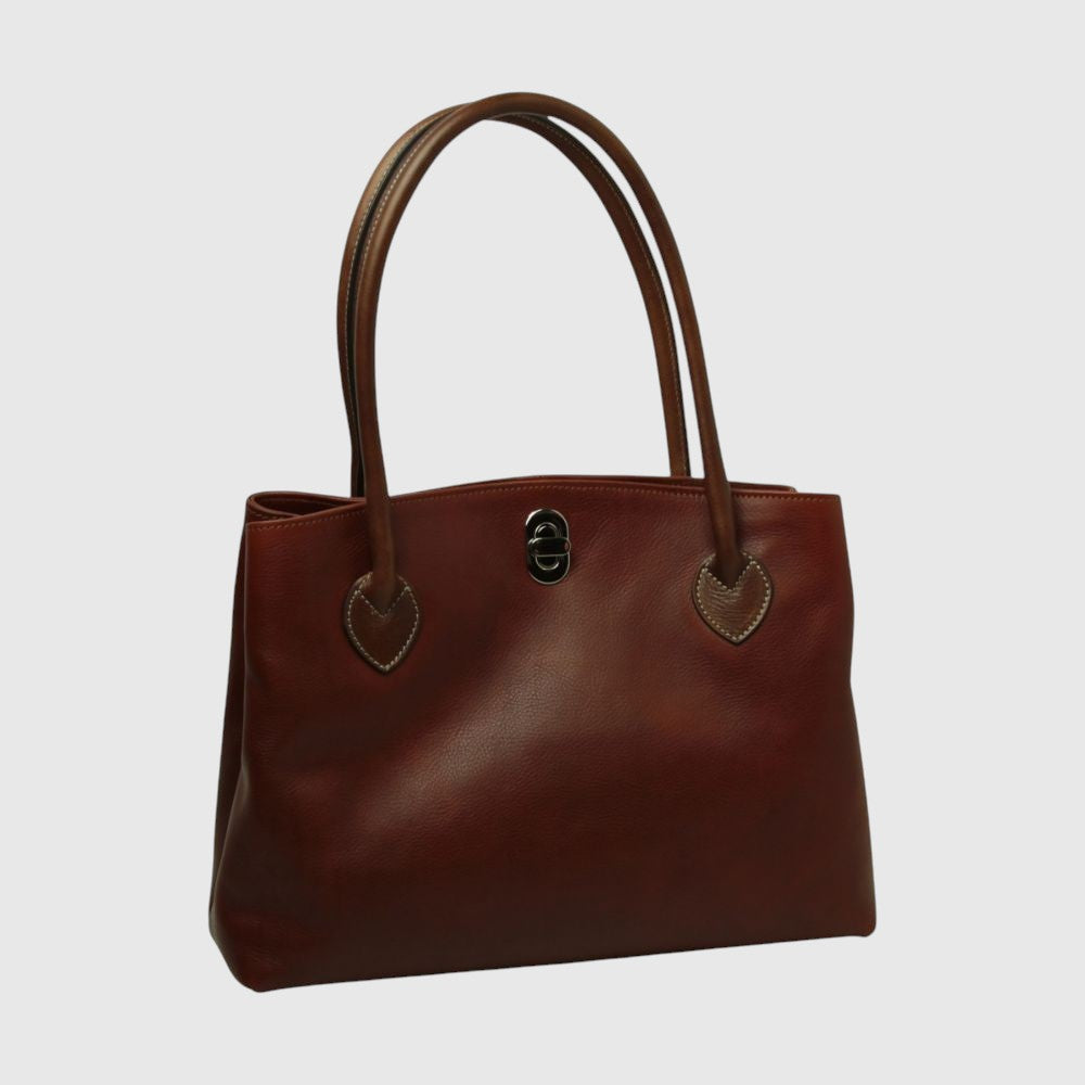 Borsa a Due Manici Bicolore in Pelle Teak - Old Angler