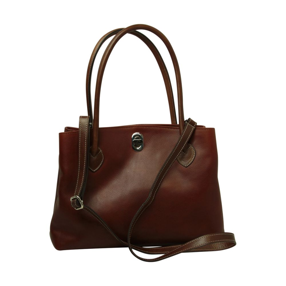 Two-Tone Women's Tote Bag in Full-Grain Teak Leather | Old Angler
