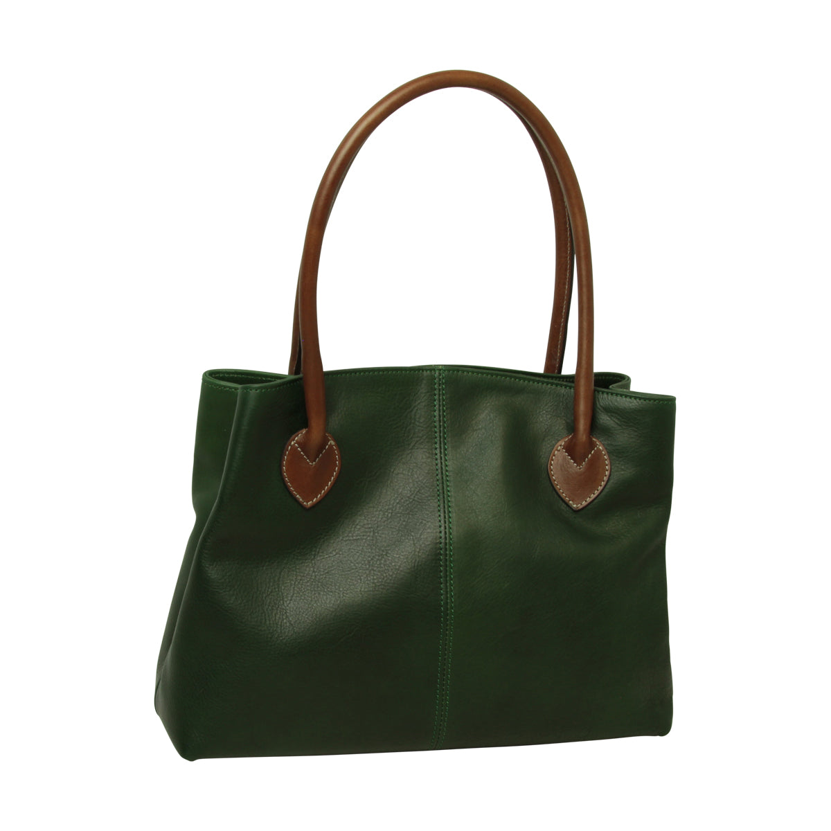 BORSA DA DONNA A DUE MANICI BICOLORE IN PELLE PIENO FIORE-VERDE