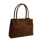 Sac à main pour femme à deux anses en cuir pleine fleur marron | Old Angler