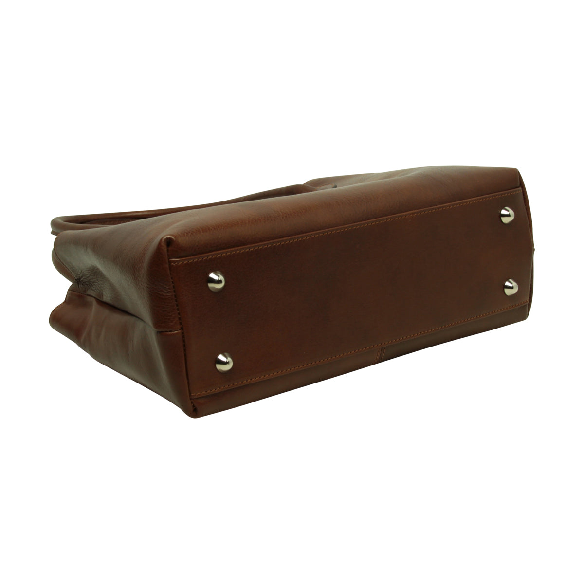 BORSA DA DONNA A DUE MANICI  IN PELLE PIENO FIORE-MARRONE