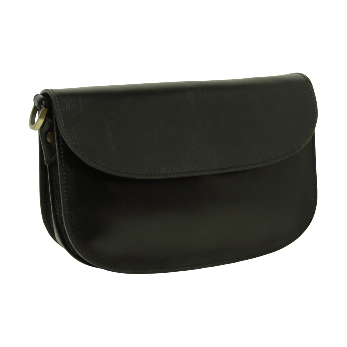 Borsa a tracolla due fianchi in vitello pieno fiore-Nero