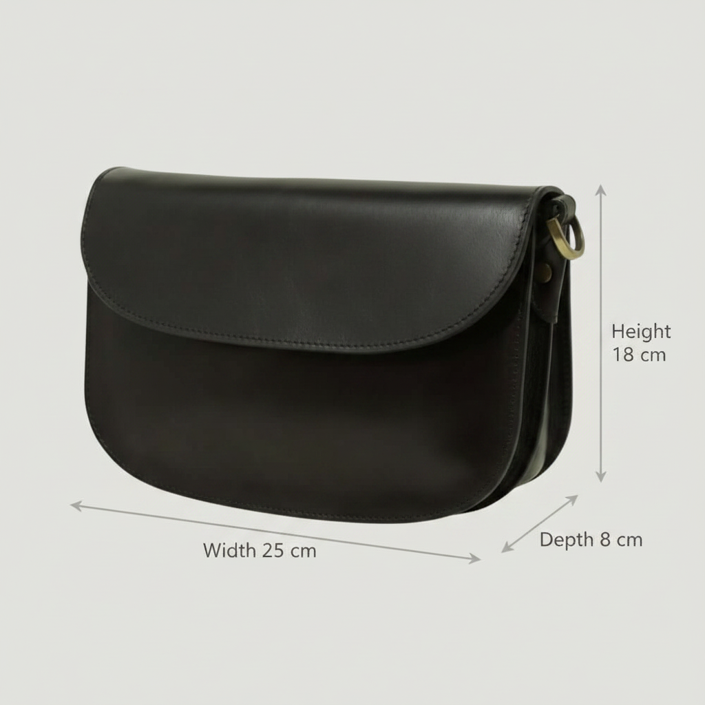 Borsa a Tracolla Artigianale in Pelle Nera - Old Angler