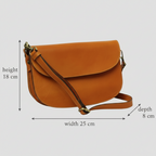 Borsa a Tracolla Artigianale in Vitello Pieno Fiore Giallo Ocra - Old Angler