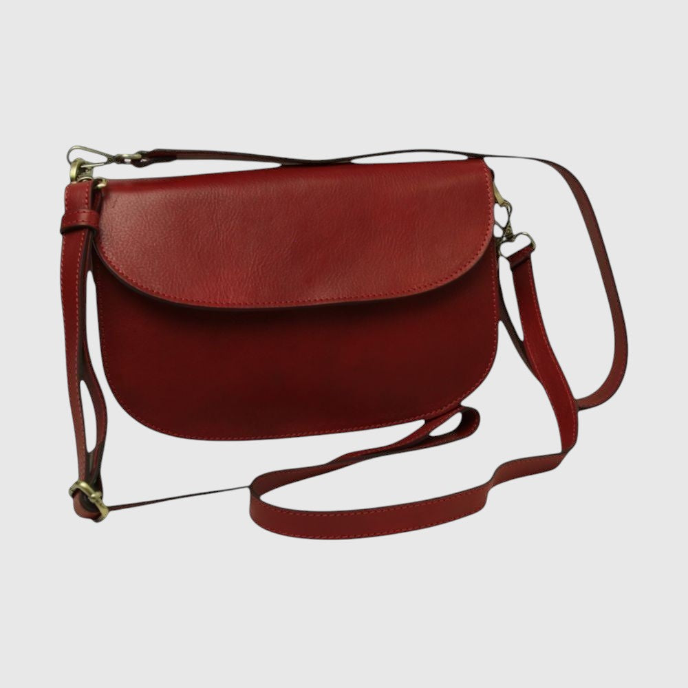 Full Grain Calf Leather Shoulder Bag Red | Old Angler