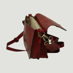 Borsa a Tracolla Due Fianchi in Vitello Pieno Fiore Rossa | Old Angler