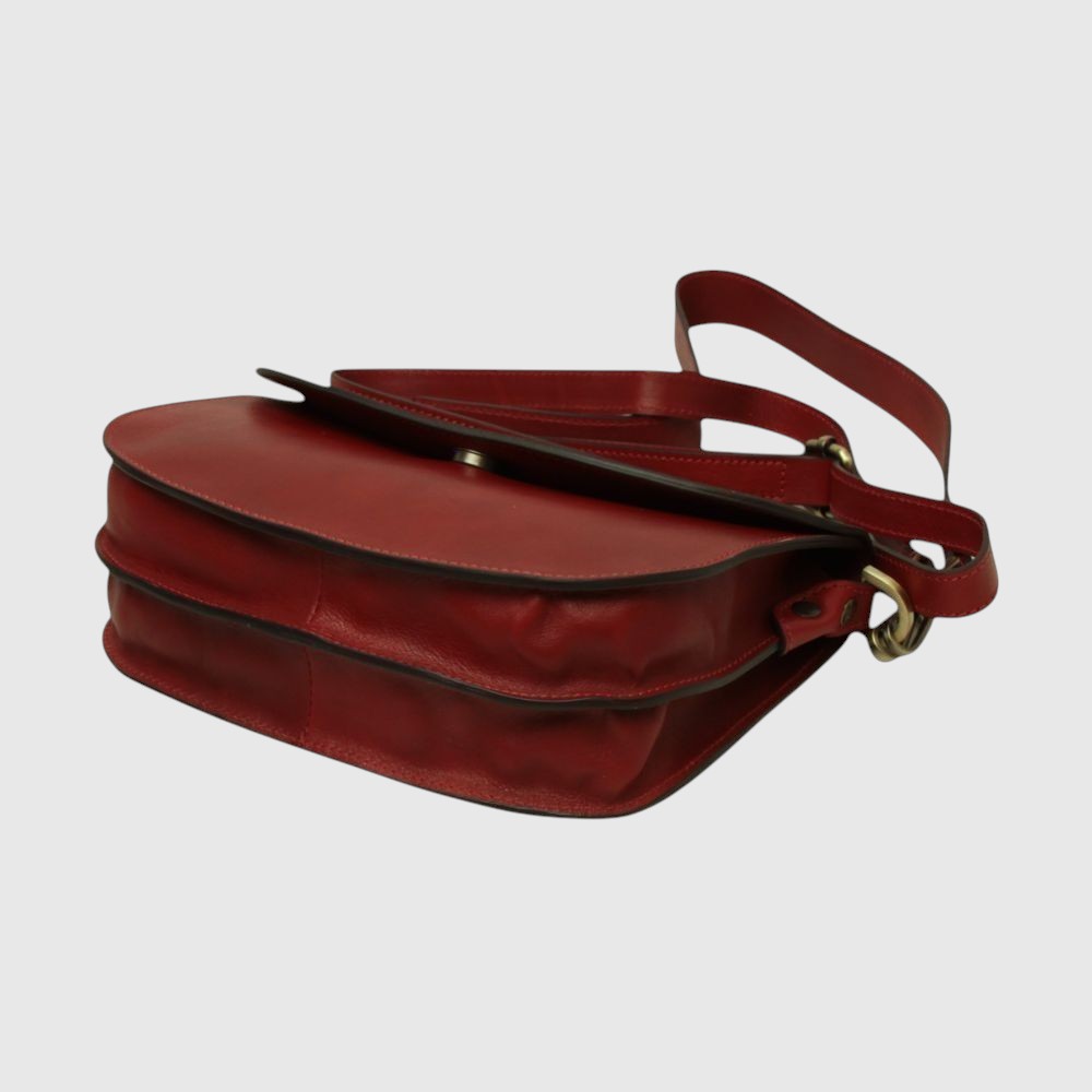Full Grain Calf Leather Shoulder Bag Red | Old Angler