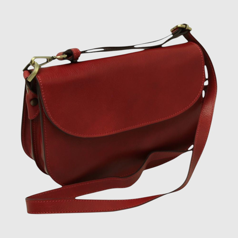 Full Grain Calf Leather Shoulder Bag Red | Old Angler