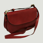 Borsa a Tracolla Due Fianchi in Vitello Pieno Fiore Rossa | Old Angler