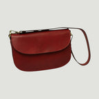 Borsa a Tracolla Due Fianchi in Vitello Pieno Fiore Rossa | Old Angler
