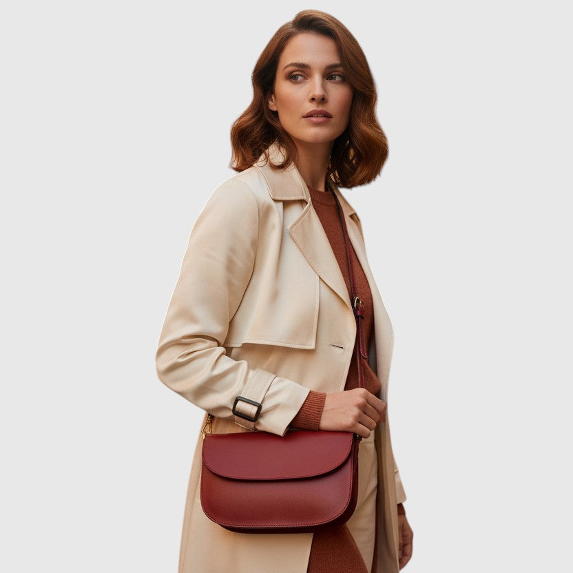 Full Grain Calf Leather Shoulder Bag Red | Old Angler