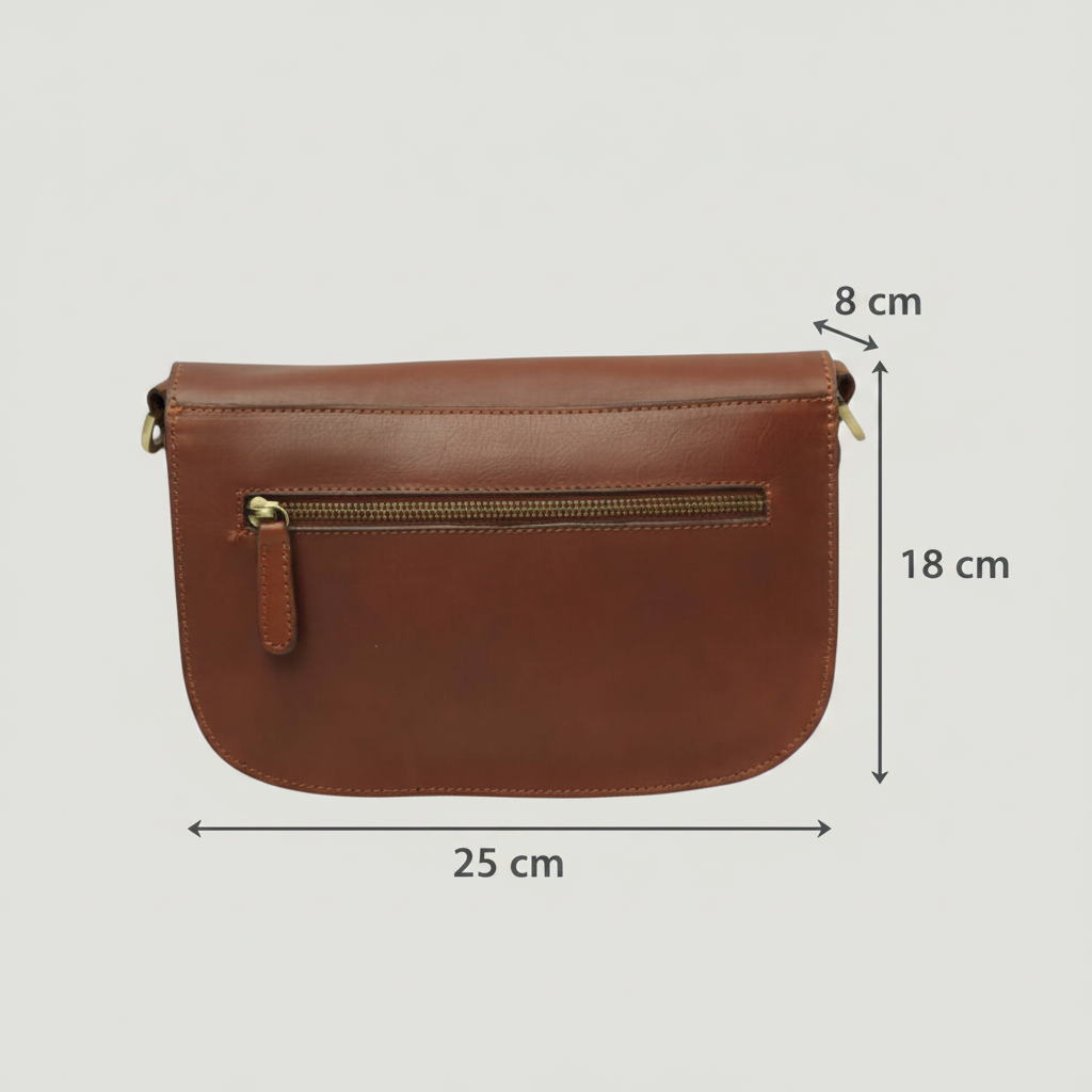 Borsa a Tracolla Artigianale in Vitello Pieno Fiore Teak - Old Angler